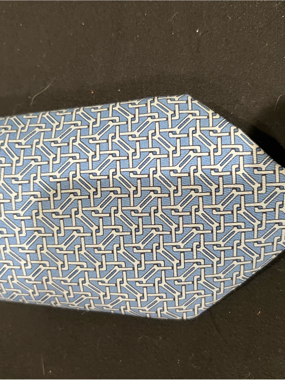 Hermes Light Blue Silk Tie